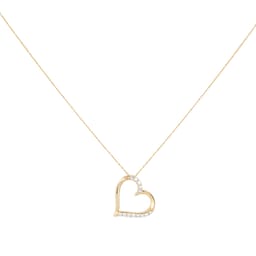 12143636 - 9ct Yellow Gold 0.10ct Diamond Heart Pendant