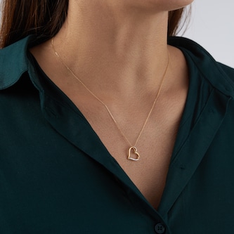 Goldsmiths 9ct Yellow Gold 0.10ct Diamond Heart Pendant Goldsmiths 9ct Yellow Gold 0.10ct Diamond Heart Pendant