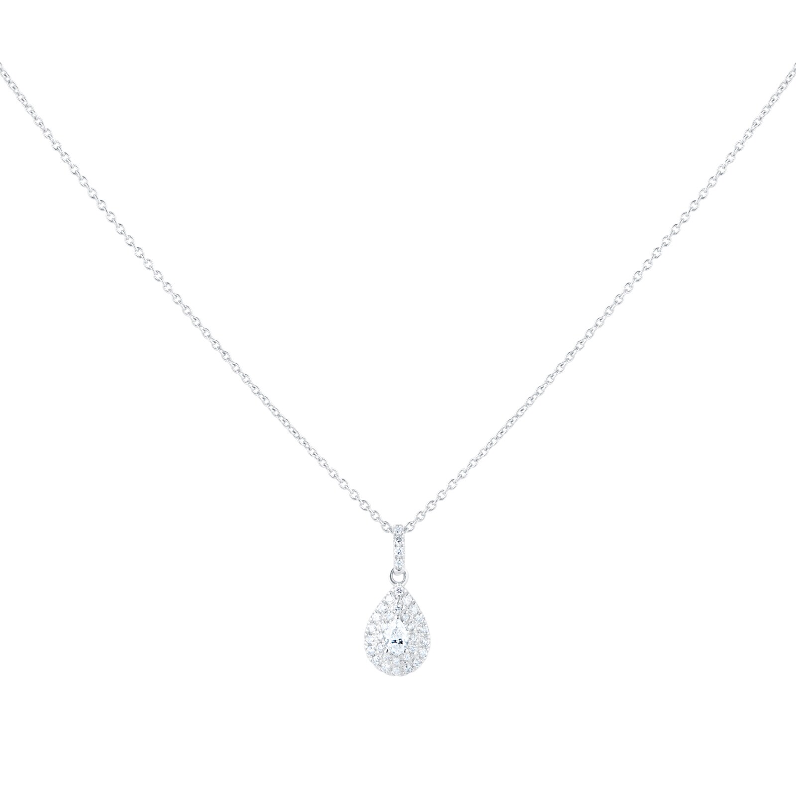 Goldsmiths 9ct White Gold 0.20ct Diamond Pear Cluster Pendant