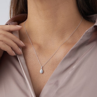 Goldsmiths 9ct White Gold 0.20ct Diamond Pear Cluster Pendant Goldsmiths 9ct White Gold 0.20ct Diamond Pear Cluster Pendant