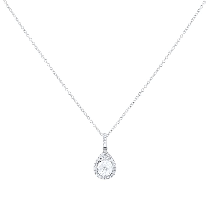 Mappin & Webb 18ct White Gold 0.50cttw Pear Illusion Diamond Pendant