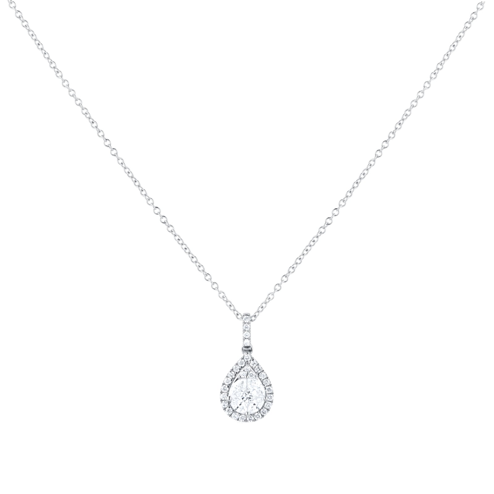 Mappin & Webb 18ct White Gold 0.50cttw Pear Cut Diamond Pendant