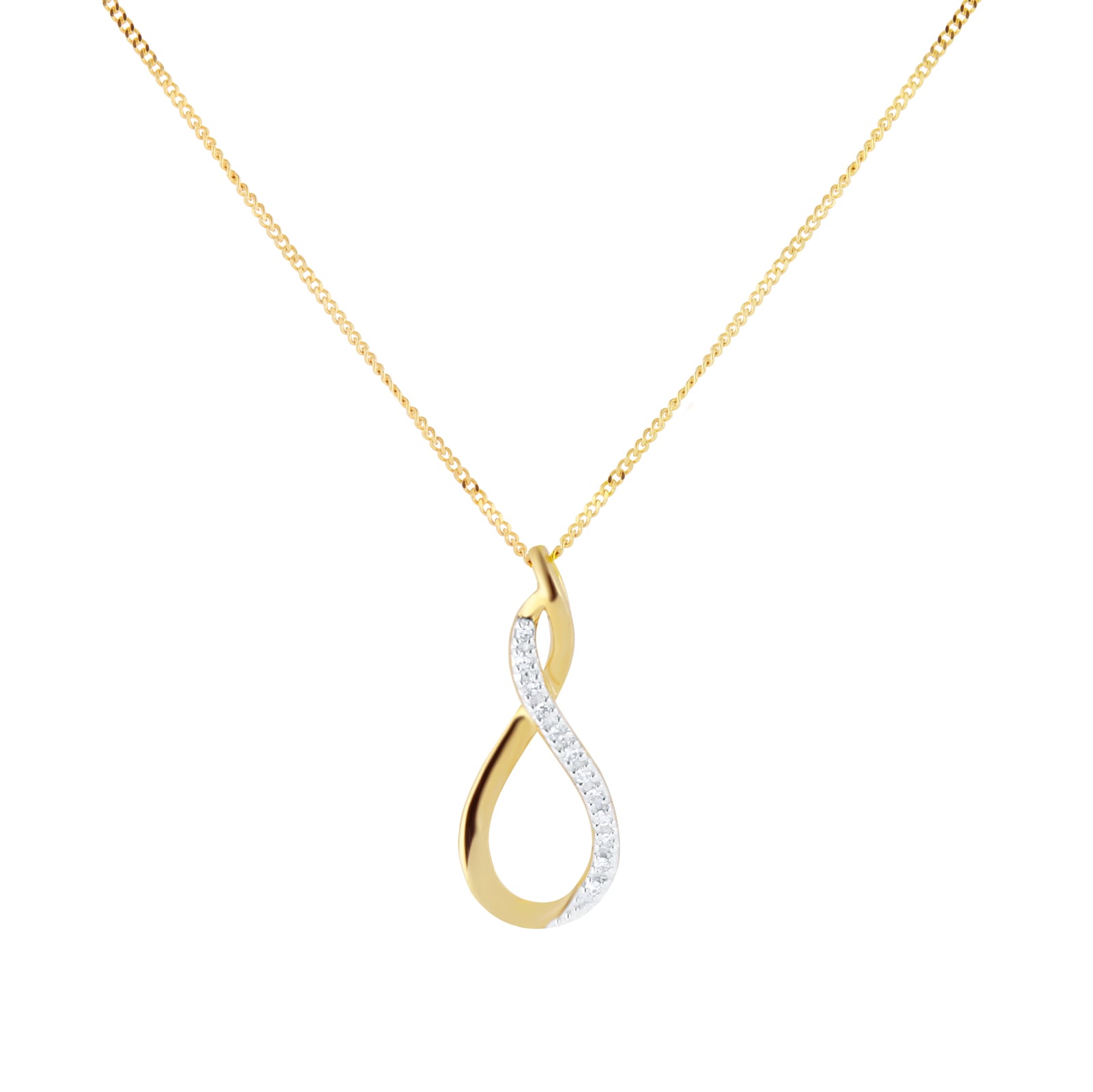 Best Luxury 
9ct Yellow Gold 0.03cttw Diamond Figure 8 Pendant