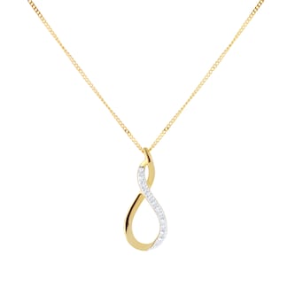 Goldsmiths 9ct Yellow Gold 0.03cttw Diamond Figure 8 Pendant Goldsmiths 9ct Yellow Gold 0.03cttw Diamond Figure 8 Pendant