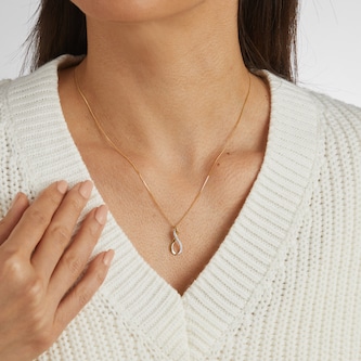 Goldsmiths 9ct Yellow Gold 0.03cttw Diamond Figure 8 Pendant Goldsmiths 9ct Yellow Gold 0.03cttw Diamond Figure 8 Pendant