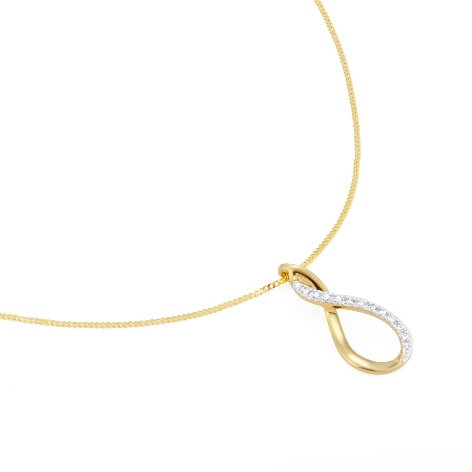 Goldsmiths 9ct Yellow Gold 0.03cttw Diamond Figure 8 Pendant