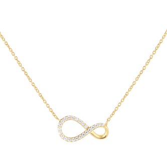 Goldsmiths 9ct Yellow Gold 0.10cttw Diamond Infinity Necklace Goldsmiths 9ct Yellow Gold 0.10cttw Diamond Infinity Necklace