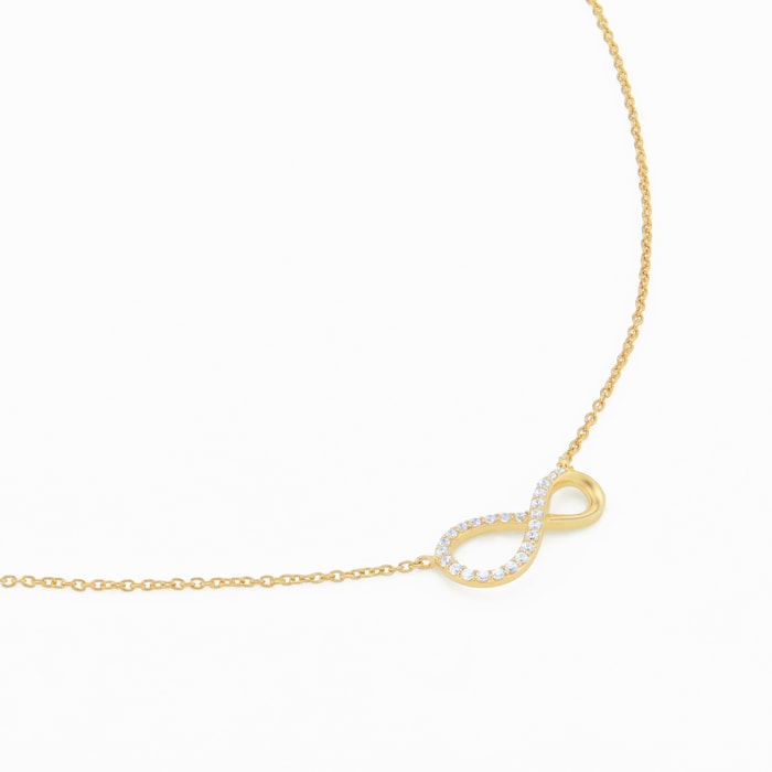 Goldsmiths 9ct Yellow Gold 0.10cttw Diamond Infinity Necklace