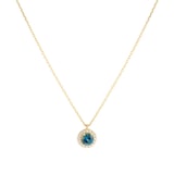 Goldsmiths 18ct Yellow Gold Teal Sapphire & 0.10ct Diamond Halo Pendant