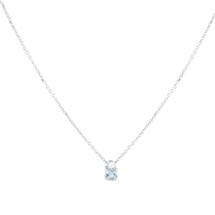 Goldsmiths 18ct White Gold Aquamarine & 0.04ct Diamond Solitaire Pendant