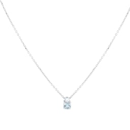 12143648 - 18ct White Gold Aquamarine & 0.04ct Diamond Solitaire Pendant