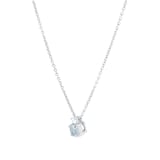 Goldsmiths 18ct White Gold Aquamarine & 0.04ct Diamond Solitaire Pendant