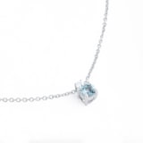 Goldsmiths 18ct White Gold Aquamarine & 0.04ct Diamond Solitaire Pendant