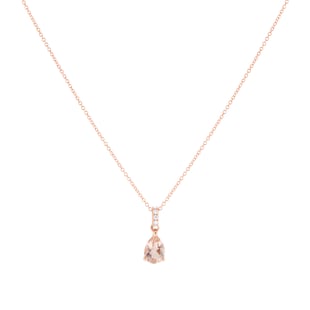 Goldsmiths 18ct Rose Gold Morganite & 0.03ct Diamond Pear Pendant