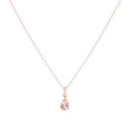 12143649 - 18ct Rose Gold Morganite & 0.03ct Diamond Pear Pendant