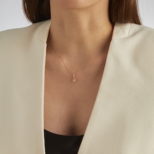 Goldsmiths 18ct Rose Gold Morganite & 0.03ct Diamond Pear Pendant
