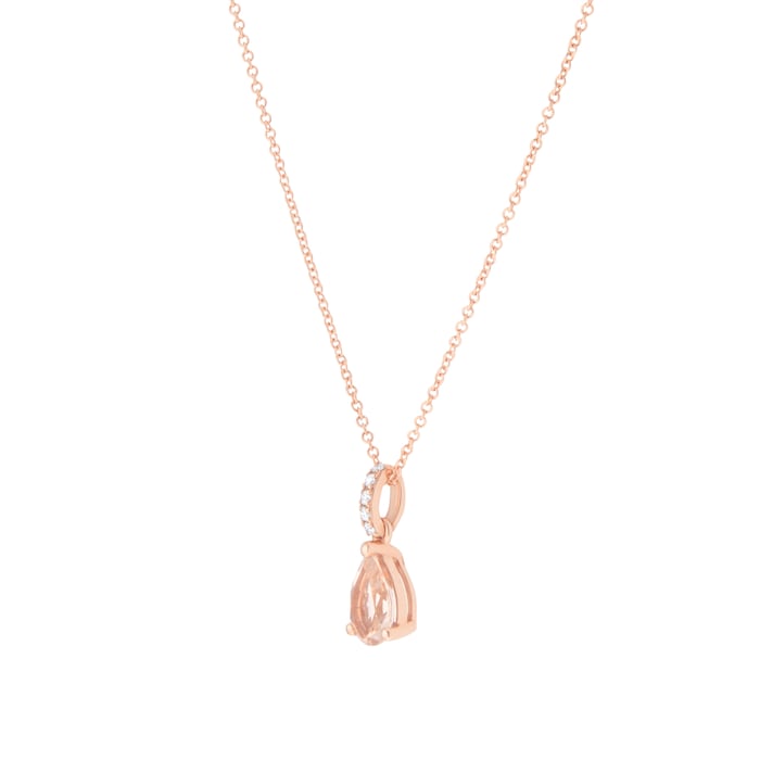 Goldsmiths 18ct Rose Gold Morganite & 0.03ct Diamond Pear Pendant