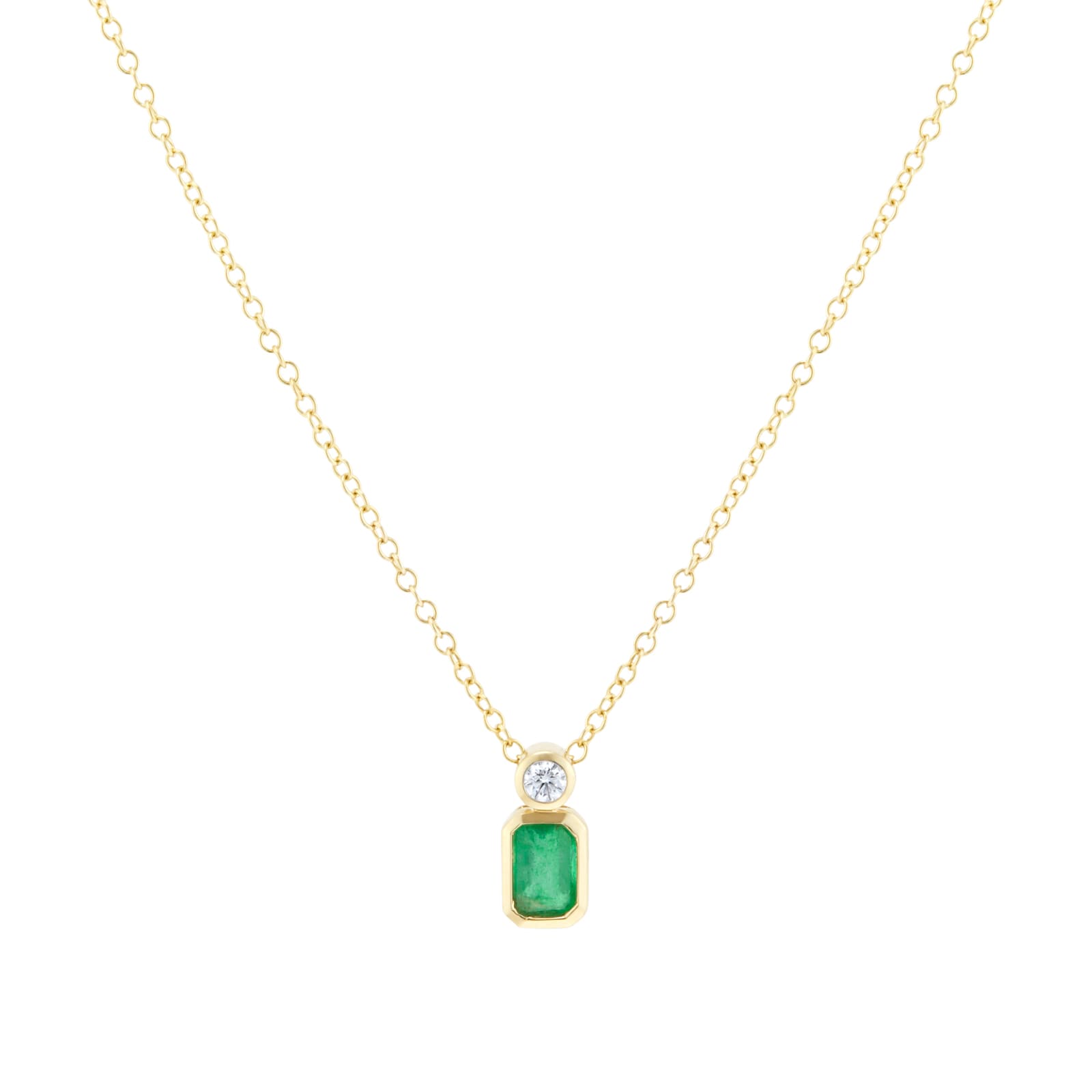 Mappin & Webb Gossamer 18ct Yellow Gold Emerald & 0.06cttw Diamond Pendant