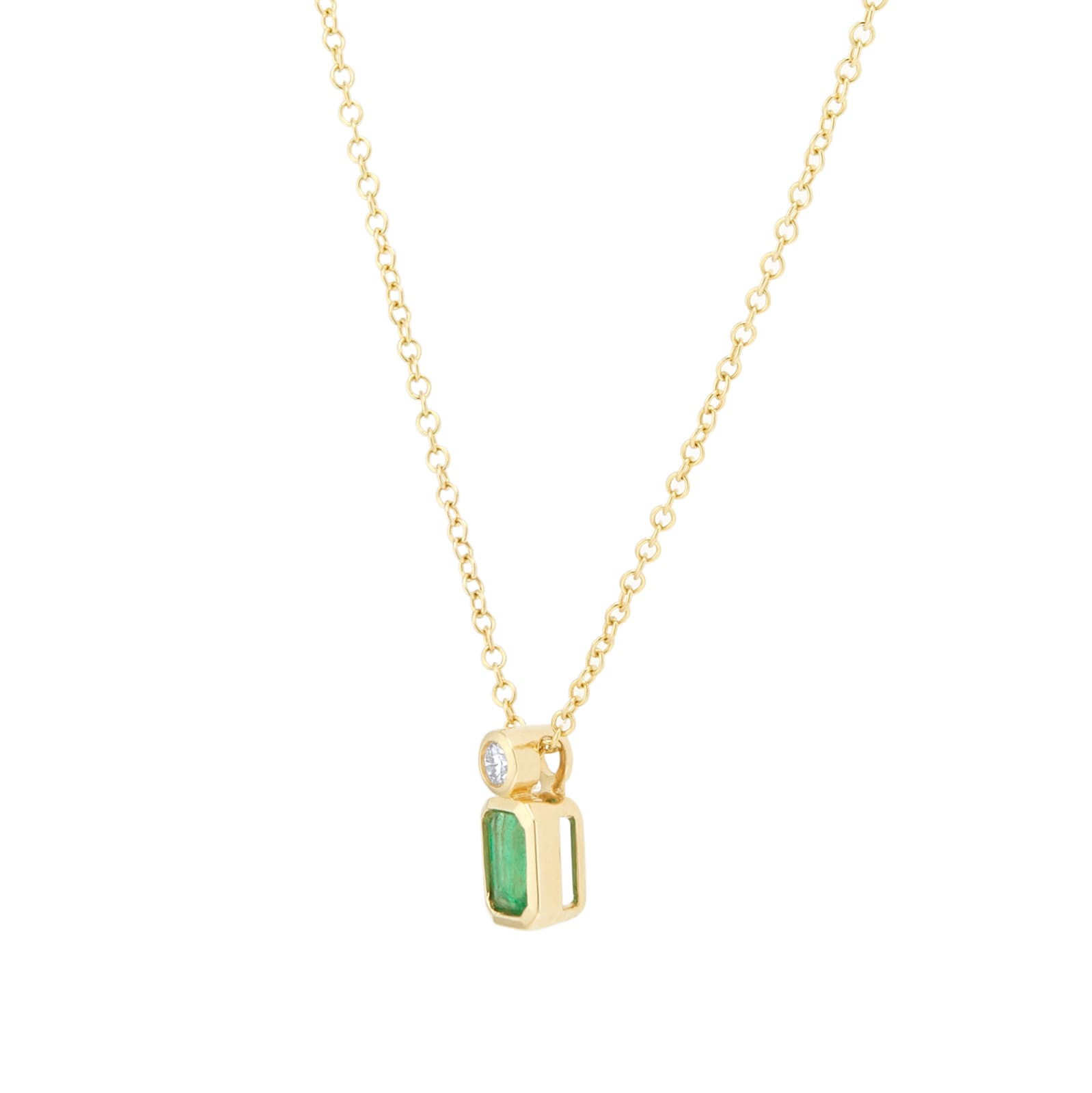 Mappin & Webb Gossamer 18ct Yellow Gold Emerald & 0.06cttw Diamond Pendant