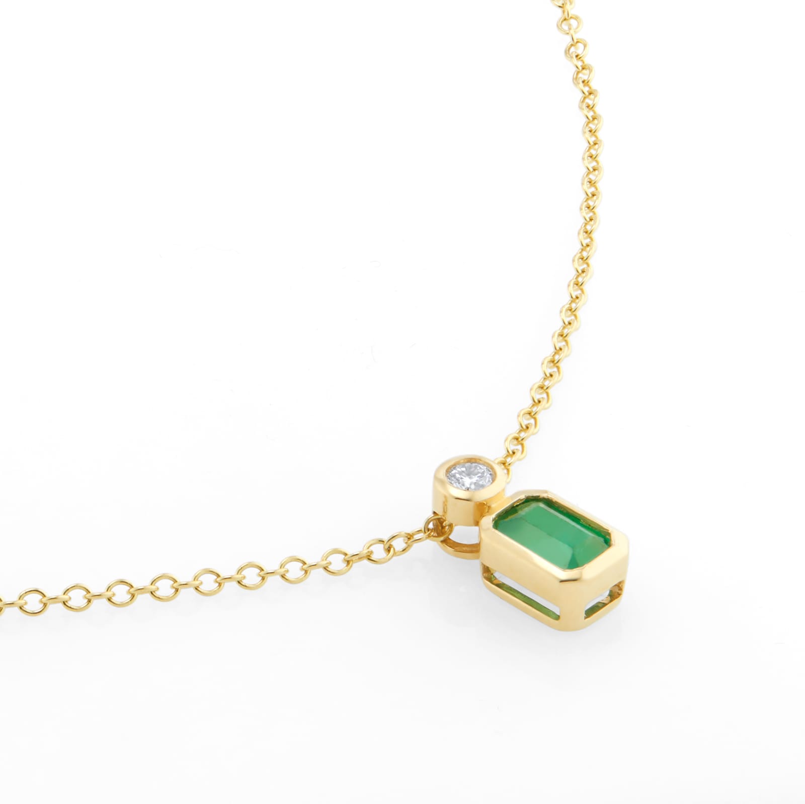 Mappin & Webb Gossamer 18ct Yellow Gold Emerald & 0.06cttw Diamond Pendant