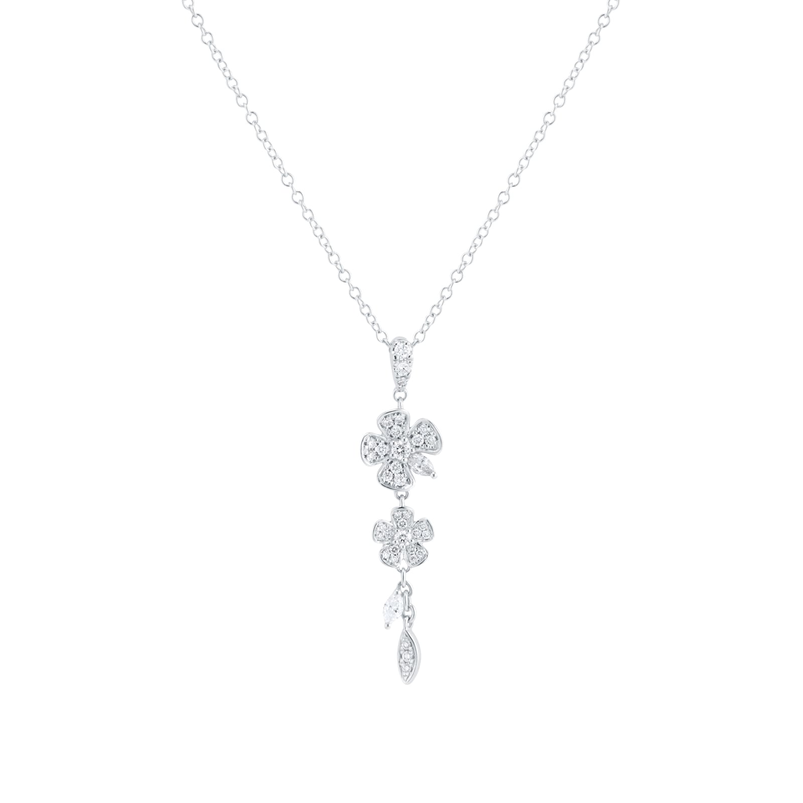 Mappin & Webb Vinea 18ct White Gold 0.36cttw Diamond Floral Pendant Mappin & Webb Vinea 18ct White Gold 0.36cttw Diamond Floral Pendant