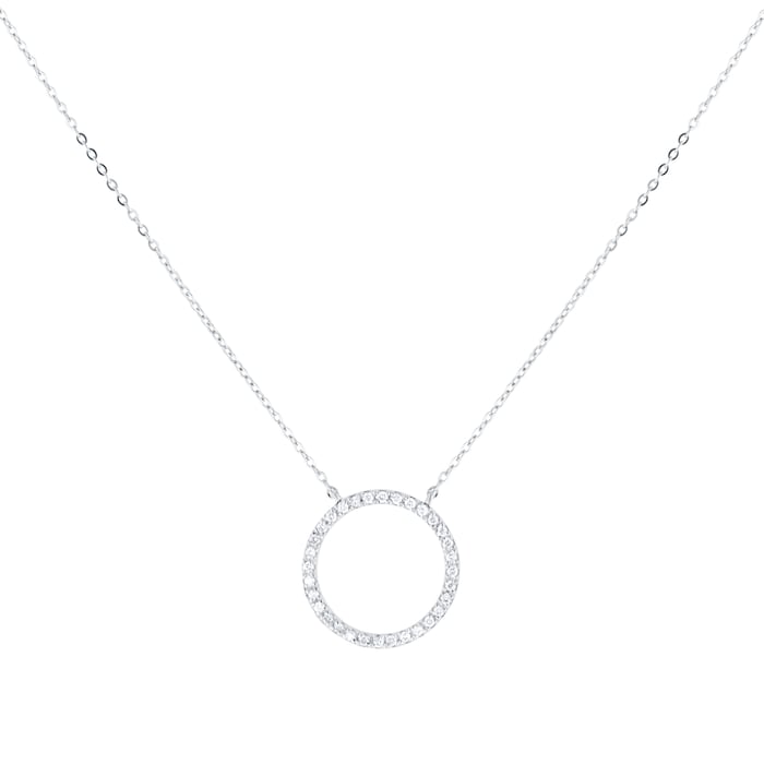 Goldsmiths 9ct White Gold 0.10cttw Diamond Circle Necklace