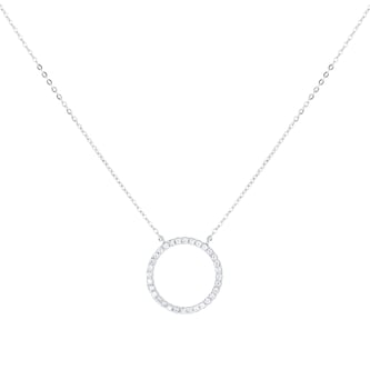 Goldsmiths 9ct White Gold 0.10cttw Diamond Circle Necklace