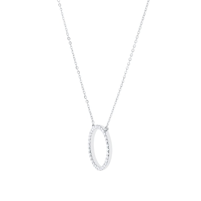 Goldsmiths 9ct White Gold 0.10cttw Diamond Circle Necklace