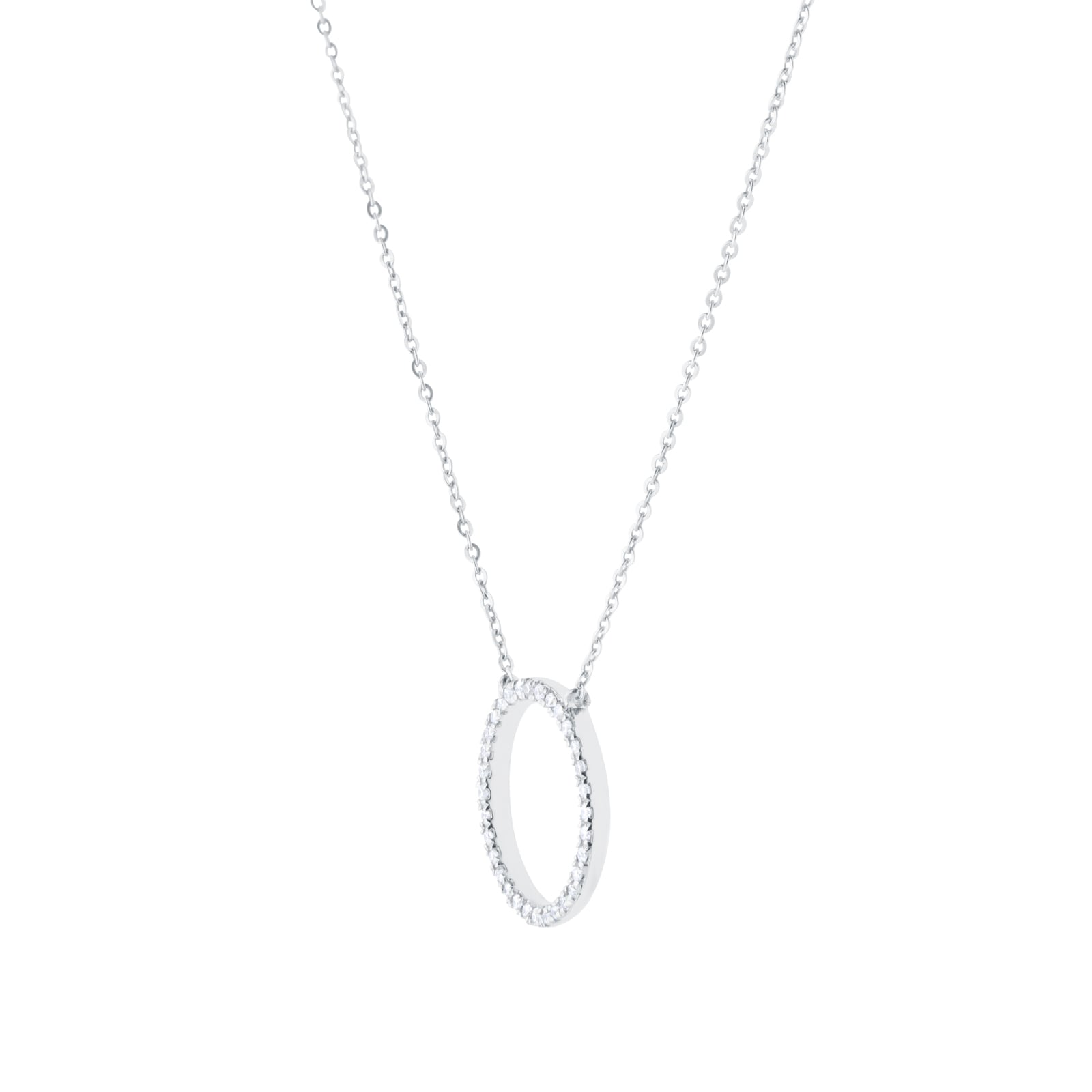 Goldsmiths 9ct White Gold 0.10cttw Diamond Circle Necklace