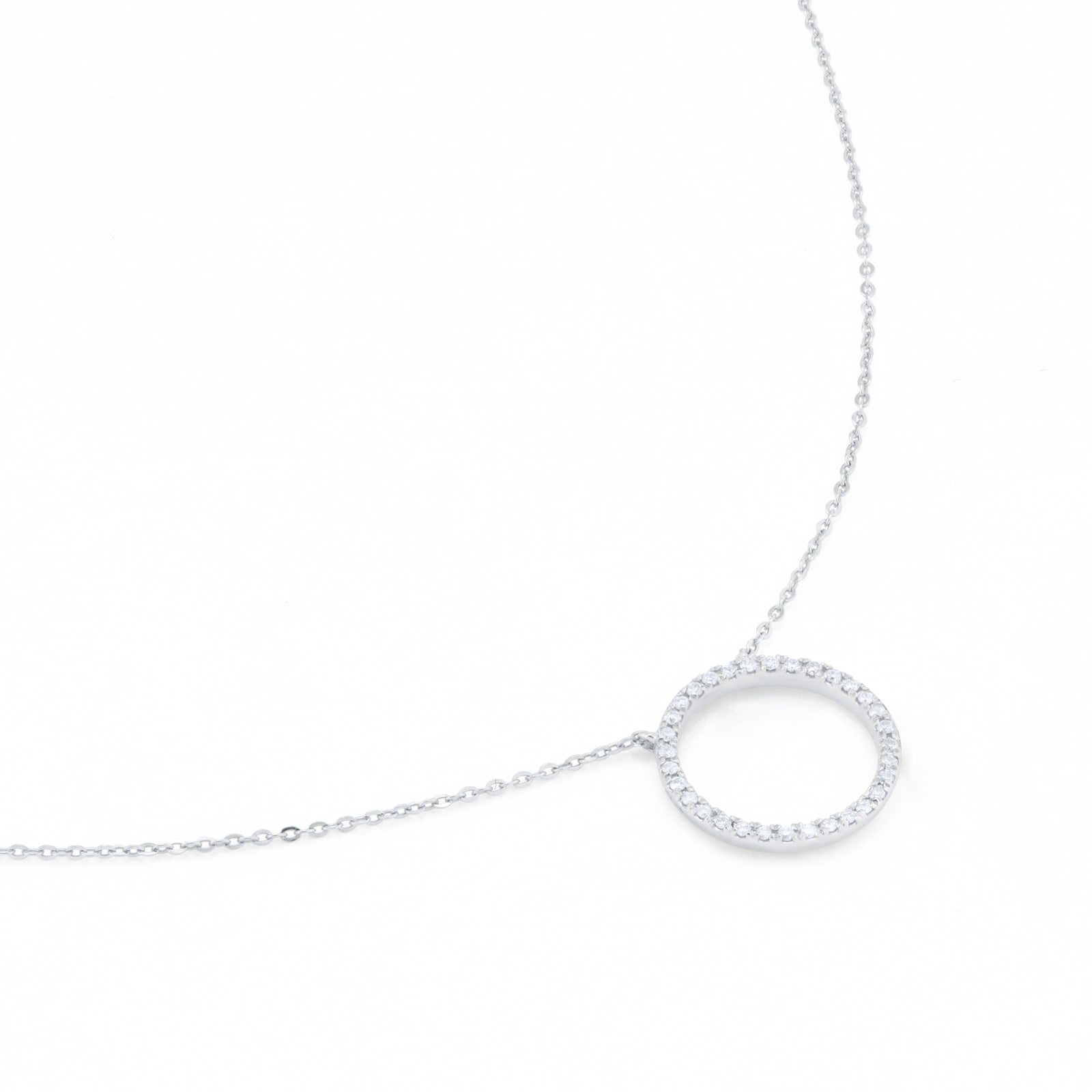 Goldsmiths 9ct White Gold 0.10cttw Diamond Circle Necklace