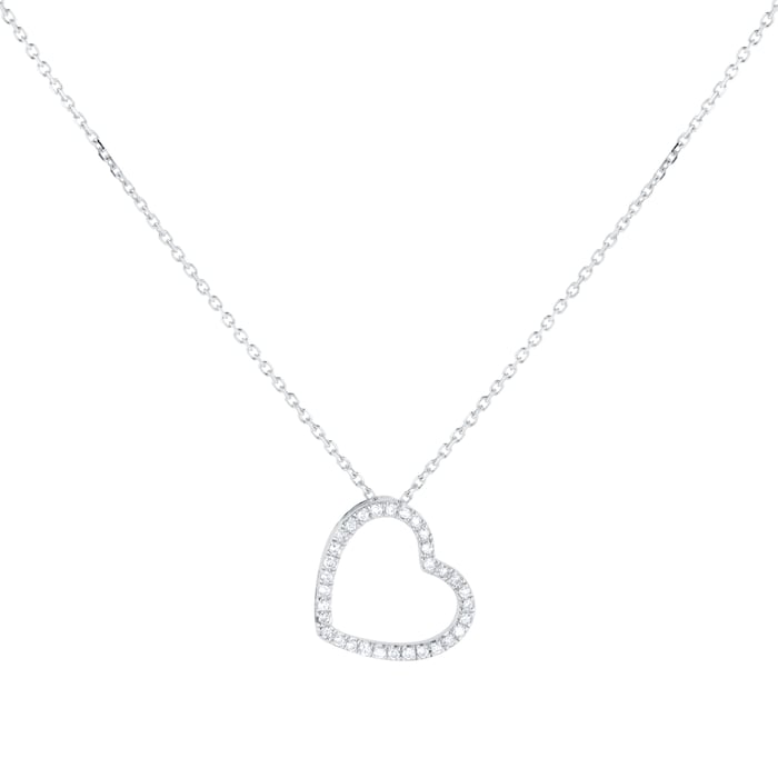 Goldsmiths 9ct White Gold 0.10cttw Diamond Heart Pendant