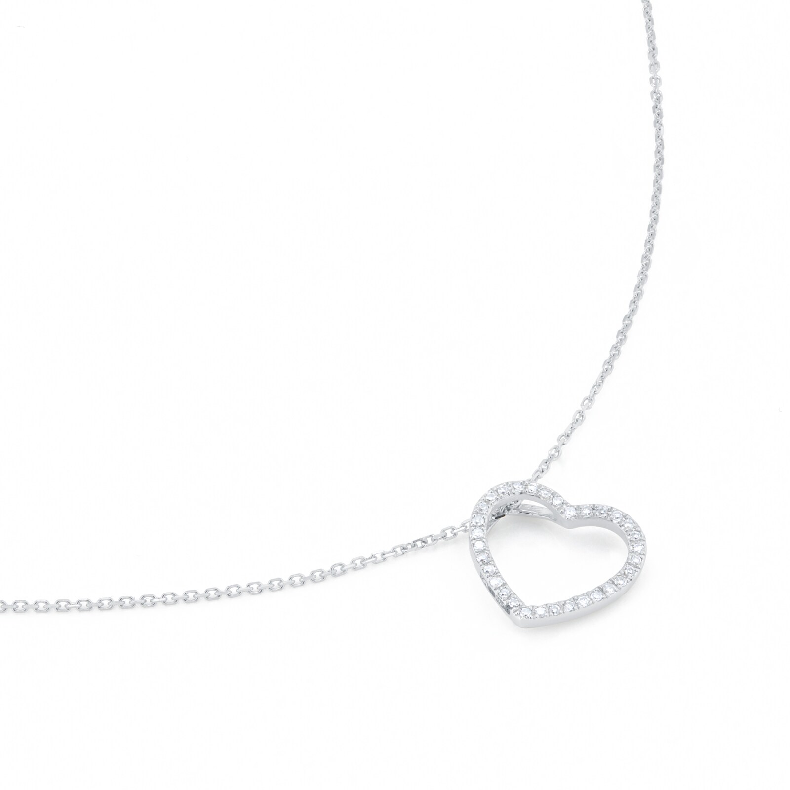 Goldsmiths 9ct White Gold 0.10cttw Diamond Heart Pendant