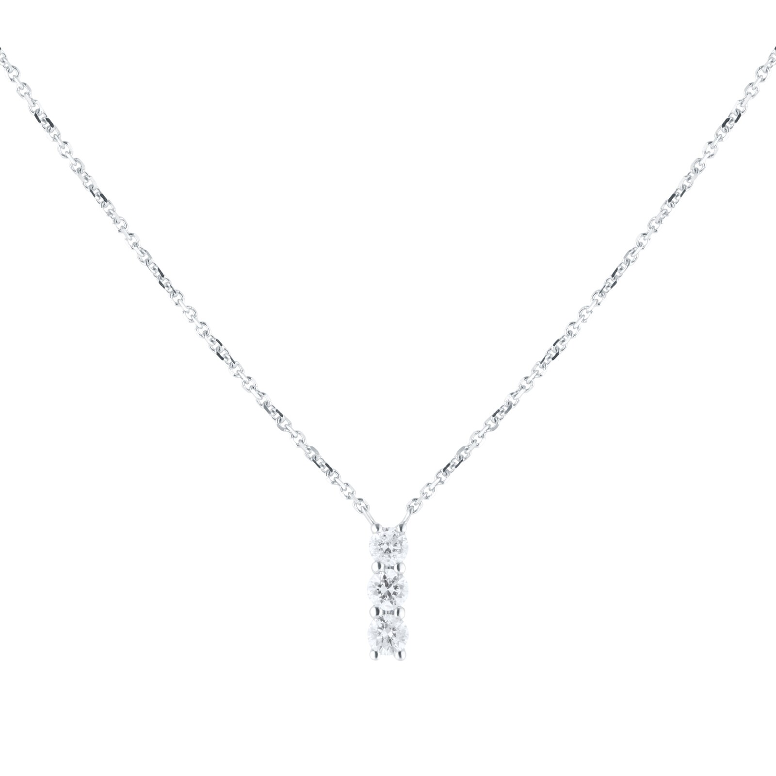 Goldsmiths 9ct White Gold 0.20cttw Diamond Trilogy Necklace