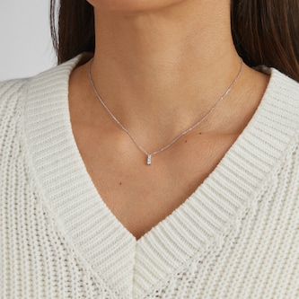 Goldsmiths 9ct White Gold 0.20cttw Diamond Trilogy Necklace Goldsmiths 9ct White Gold 0.20cttw Diamond Trilogy Necklace