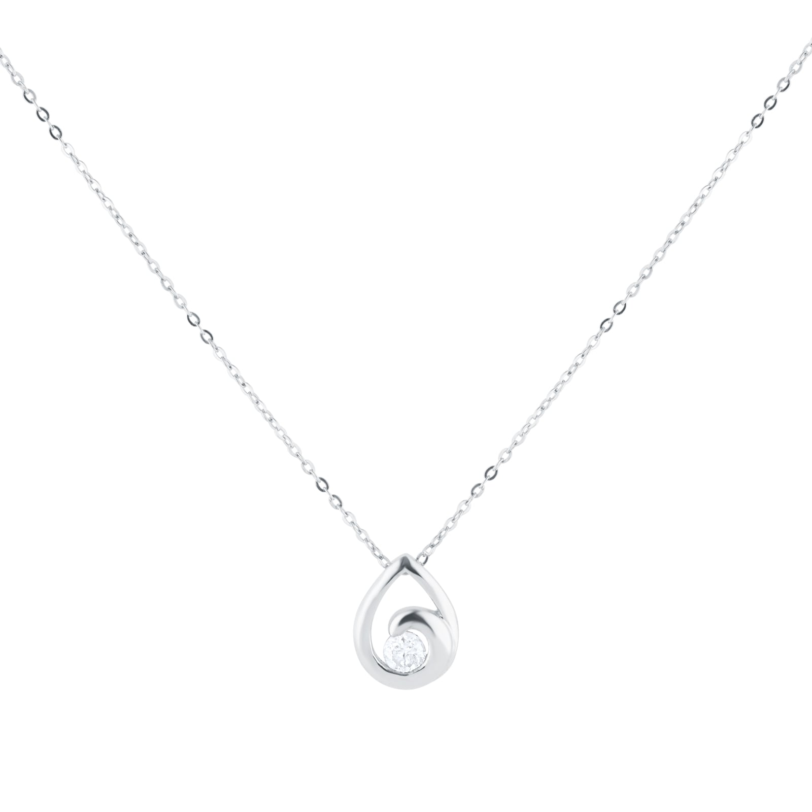 9ct White Gold 0.09cttw Diamond Pear Pendant