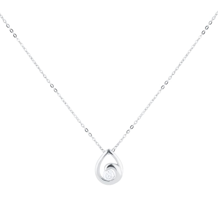 Goldsmiths 9ct White Gold 0.09cttw Diamond Pear Pendant