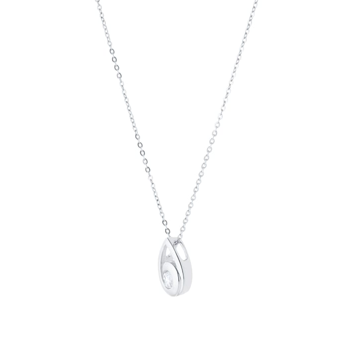 Goldsmiths 9ct White Gold 0.09cttw Diamond Pear Pendant