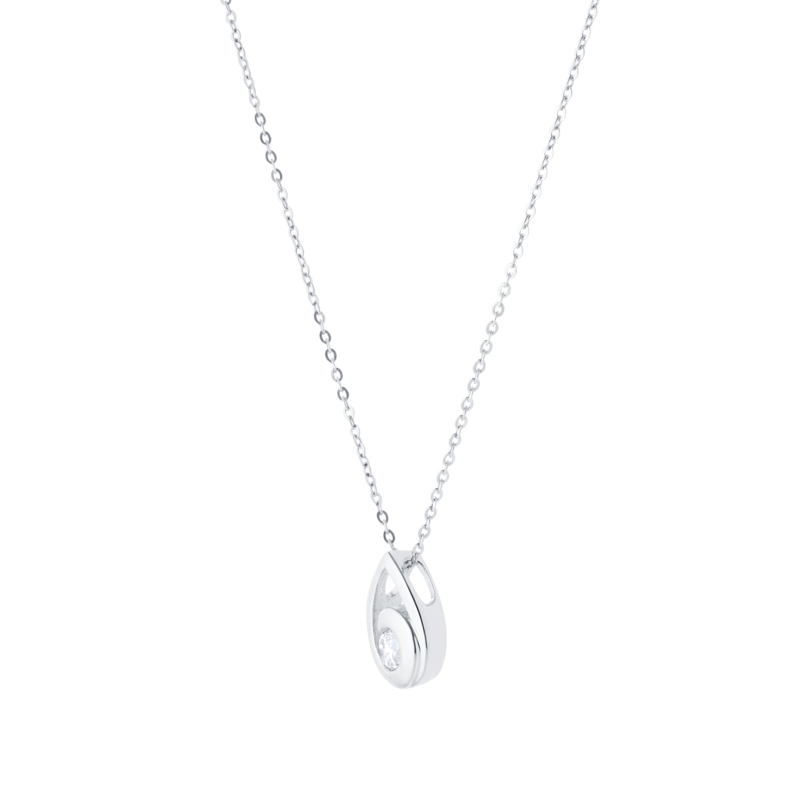 Goldsmiths 9ct White Gold 0.09cttw Diamond Pear Pendant