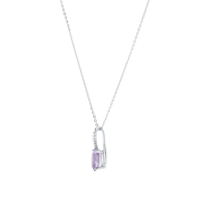 Goldsmiths 9ct White Gold 0.05cttw Diamond & Amethyst Pendant