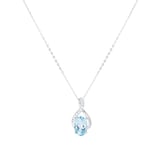 Goldsmiths 9ct White Gold 0.05cttw Diamond & Blue Topaz Pendant