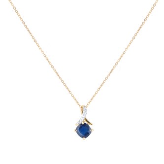 Goldsmiths 9ct Yellow Gold 0.02cttw Diamond & Sapphire Pendant Goldsmiths 9ct Yellow Gold 0.02cttw Diamond & Sapphire Pendant