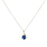 Goldsmiths 9ct Yellow Gold 0.02cttw Diamond & Sapphire Pendant