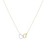 Goldsmiths 9ct Yellow & White Gold 0.06cttw Diamond 2 Heart Necklace