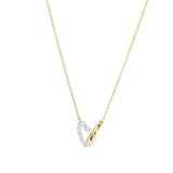 Goldsmiths 9ct Yellow & White Gold 0.06cttw Diamond 2 Heart Necklace