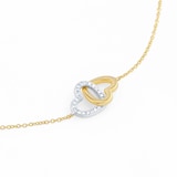 Goldsmiths 9ct Yellow & White Gold 0.06cttw Diamond 2 Heart Necklace