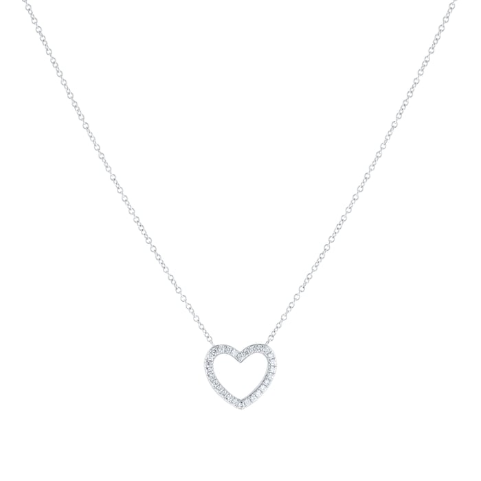 Goldsmiths 9ct White Gold 0.10cttw Diamond Heart Necklace