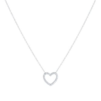 Goldsmiths 9ct White Gold 0.10cttw Diamond Heart Necklace