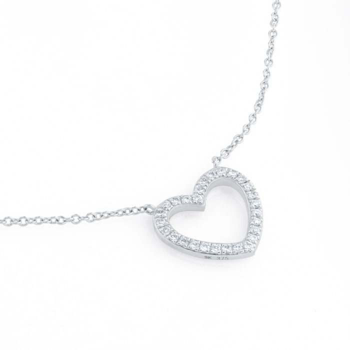 Goldsmiths 9ct White Gold 0.10cttw Diamond Heart Necklace