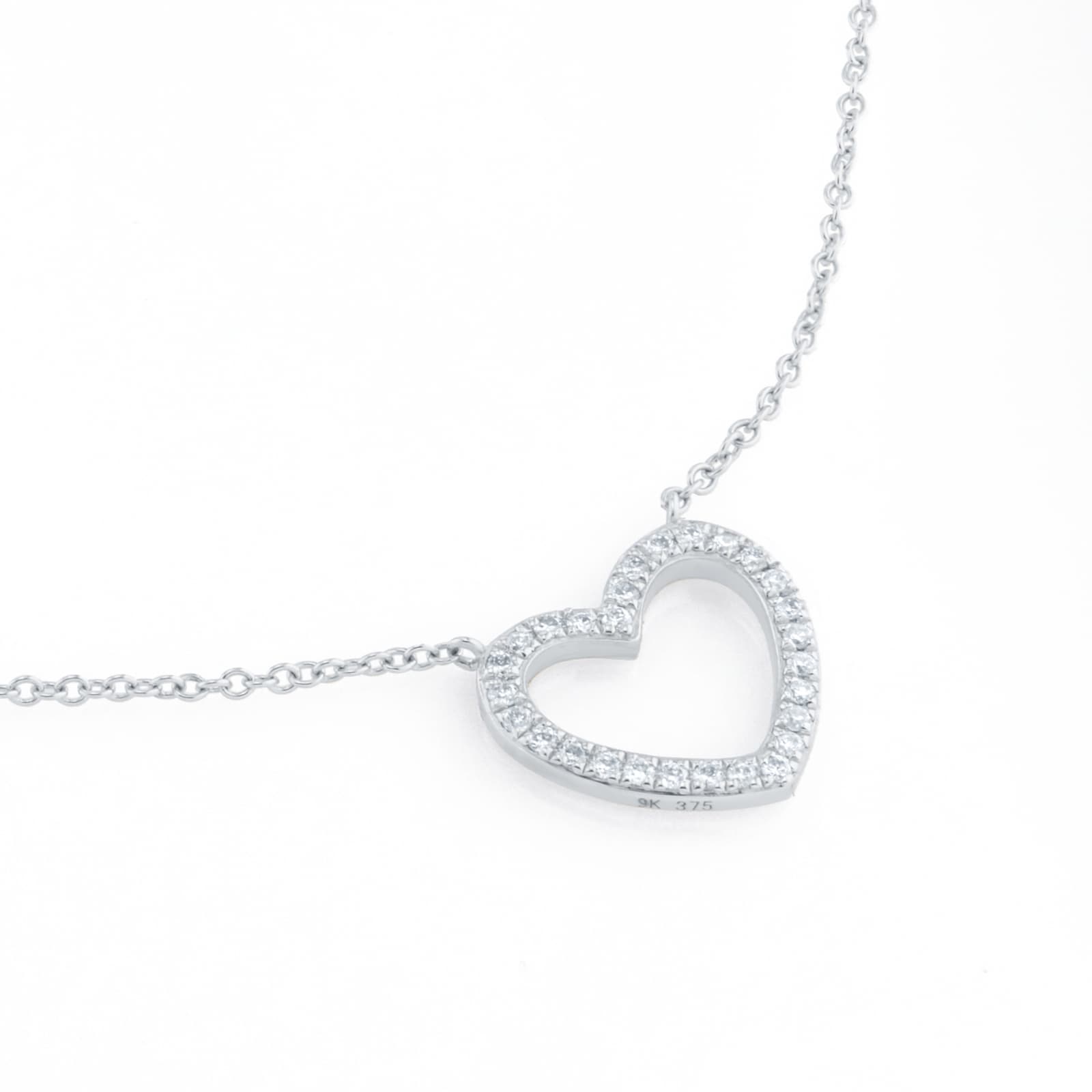 Goldsmiths 9ct White Gold 0.10cttw Diamond Heart Necklace