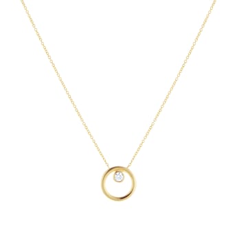 9ct Yellow Gold 0.09cttw Diamond Bezel Circle Necklace
